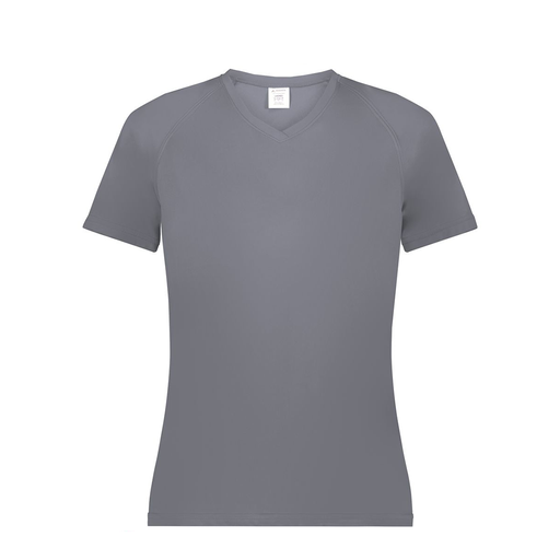 [2792.059.XS-LOGO1] Ladies Smooth Sport V-Neck T-Shirt (Female Adult XS, Gray, Logo 1)